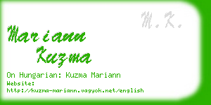 mariann kuzma business card